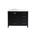 Elegant Decor 42 Inch Single Bathroom Vanity In Black With Backsplash, 2PK VF18842BK-BS